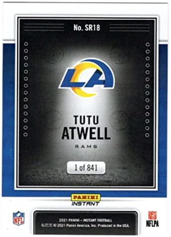 Tutu Atwell RC 2021 Panini Instant Spotlight Rookie /841B18 RAMS COND NFL Football