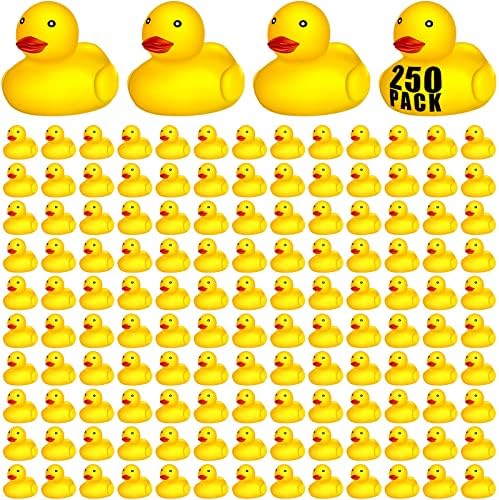 250 PCS gumene patke u rasutom mini žutom patku sićušne igračke za kupanje za tuš za bebe, škljocanje plovnih patki zabava male gumene