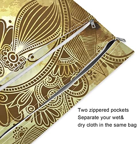 Xigua Vintage Cvjetni vodootporna torba za krpu za pelenu za pranje mokrih suhih vrećica s 2 džepa s patentnim zatvaračem za putovanja,