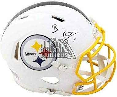 Ravna bijela autentična kaciga bena Roethlisbergera s autogramom bena Steelersa s potpisom bena Roethlisbergera-NFL kacige s autogramom