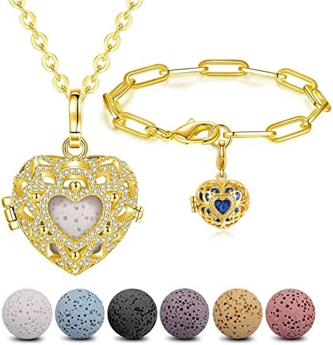 Ogrlica za esencijalno ulje infuseu zlatna narukvica za žene aromaterapije difuzor nakit šarm darovi s 14 lava rock kamena
