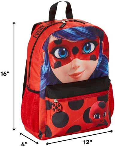 Čudesni ruksak Ladybug za djevojke, 16 inčni, crveni