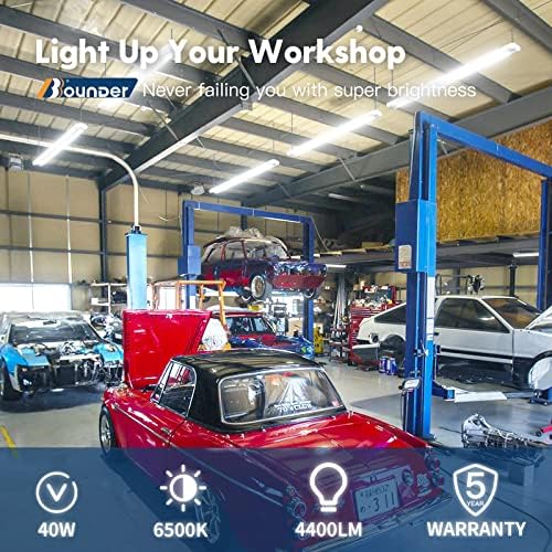 BBOANDER 16 pakiranje LED -a LED trgovina, 4 ft, 6500k Cool Daylight, 4400 LM, 48 inčni integrirani učvršćeni učvršćeni za garažu,