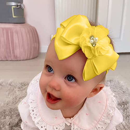 Traka za glavu s mašnom za djevojčice, šešir, pribor za glavu s mašnom, dječji cvjetni 1 kom, elastična jednobojna njega za bebe za
