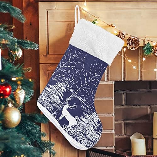 Alaza božićne čarape snježne stabla jela šuma jezgara klasična personalizirana velika čarapa ukrasa za obiteljsku prazničnu sezonu