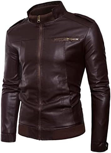 Muški štand ovratnik Faux kožna jakna Casual Vintage PU kožne jakne Lagane zip up biciklističke motociklističke motocikliste