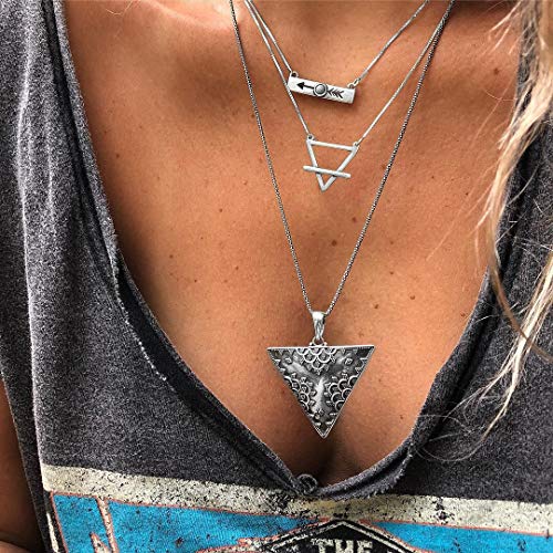 Doublenine etnički boemski srebrni strelica Archer privjesak retro multistrand ogrlica hippy vintage nakit za žene i djevojke