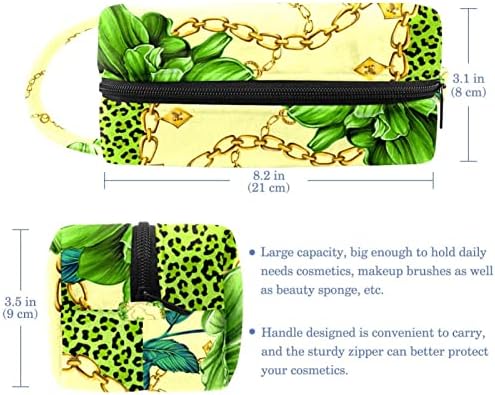 TBOUOBT Pokloni za muškarce žene šminke toaletne torbice Male kozmetičke torbe, zeleni lanac leoparda