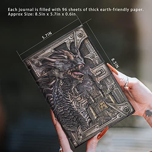 DND Journal s 3D Vintage Dragon utisnuta kožna naslovnica Fantasy Osobni planer 8,5 inča x 5,7 inča 050 0
