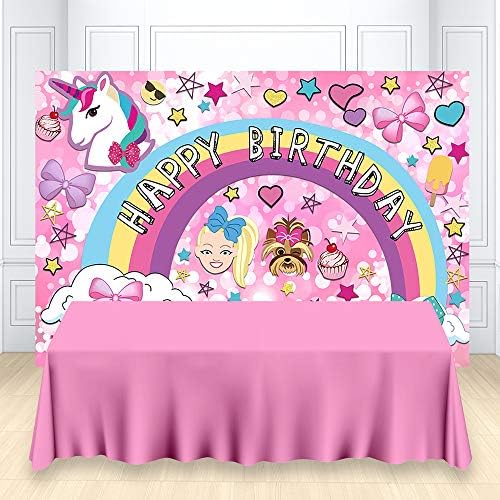 AOSTO 5X3ft Sweet rođendanska pozadina - Tema jednoroga Rainbow Crazy Big Girl štene za rođendan - Crtani jednorog pozadina W -3337