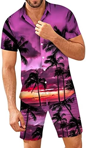 Tiskani set casual proljetne košulje na plaži kratke hlače s ležernim ljetnim muškim muškim rukavima muški odijeli muški urlajući 20